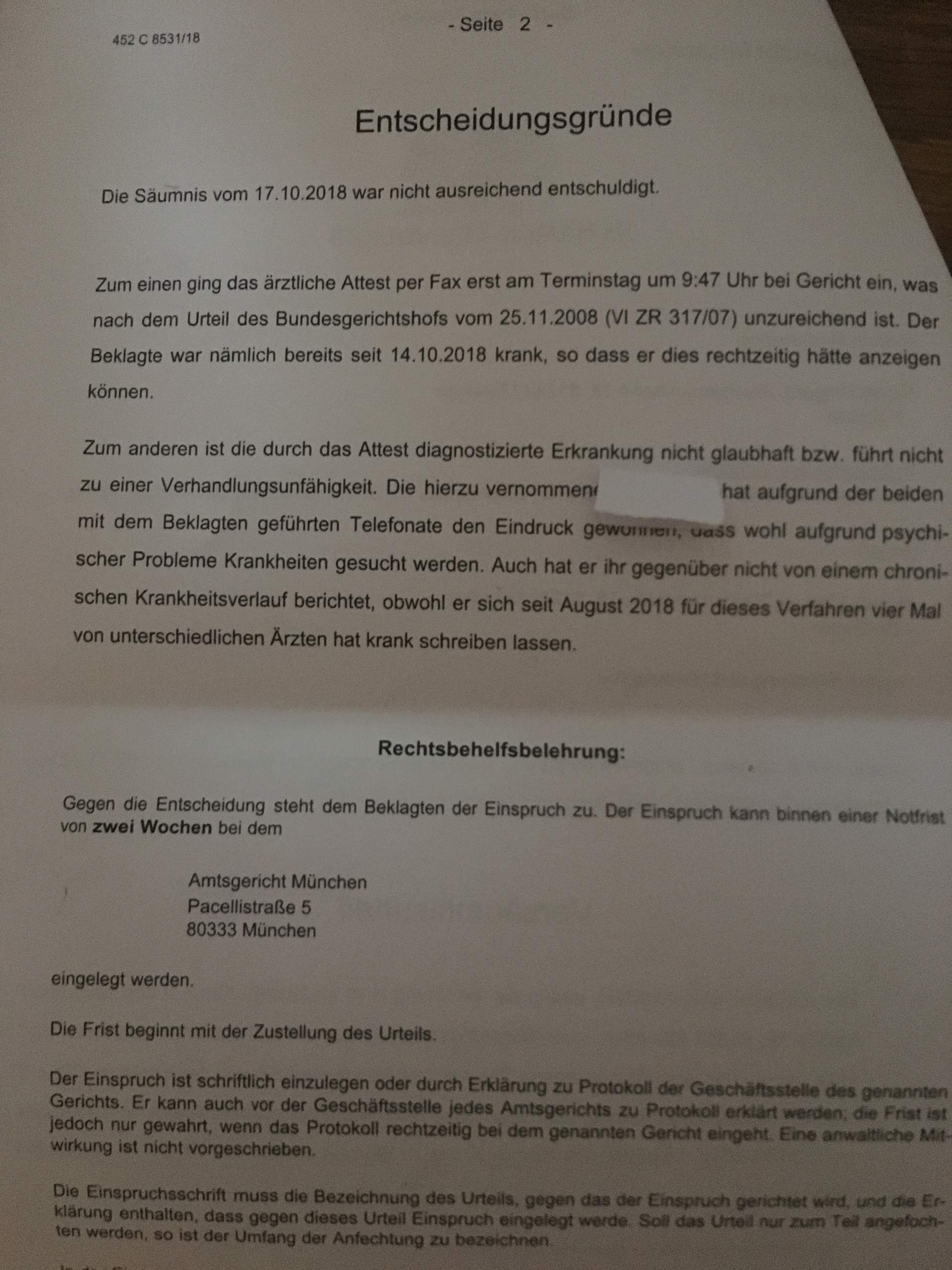 Versäumnisurteil Einspruch 2 Wochen Zeit? (Mietrecht, Anwalt)