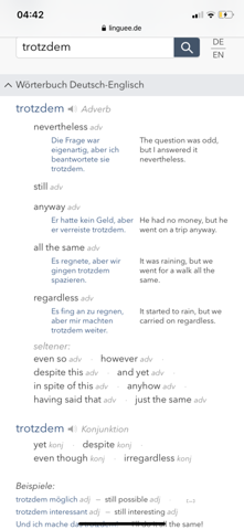 Verschiedene Ubersetzungen Fur Trotzdem Sprache Englisch Ubersetzung