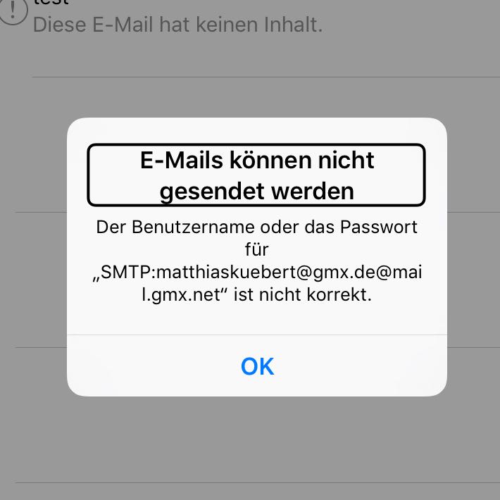 versenden eine E-Mail über iPhone nicht möglich?