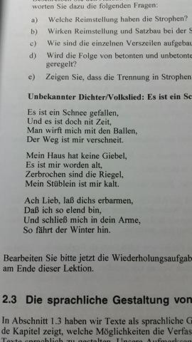 Versmasse Unbetonte Silbe Schule Deutsch Gedicht
