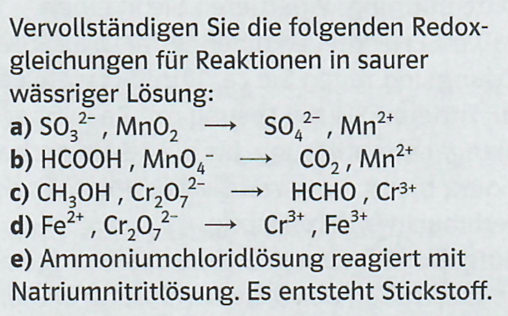Verstehe diese Aufgabe zur Redoxreaktion nicht? (Schule, Mathematik