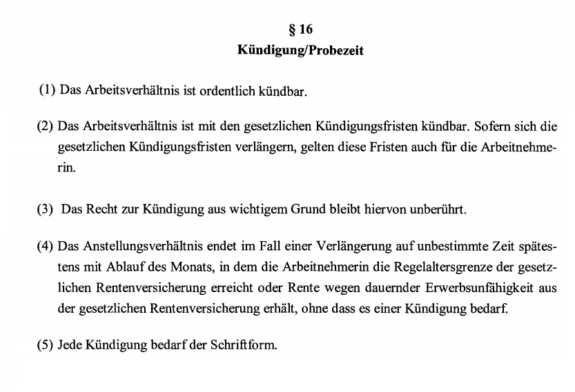 Vertragliche Kündigungsfrist für Arbeitnehmer verkürzbar? (Arbeitsrecht, Kündigung)