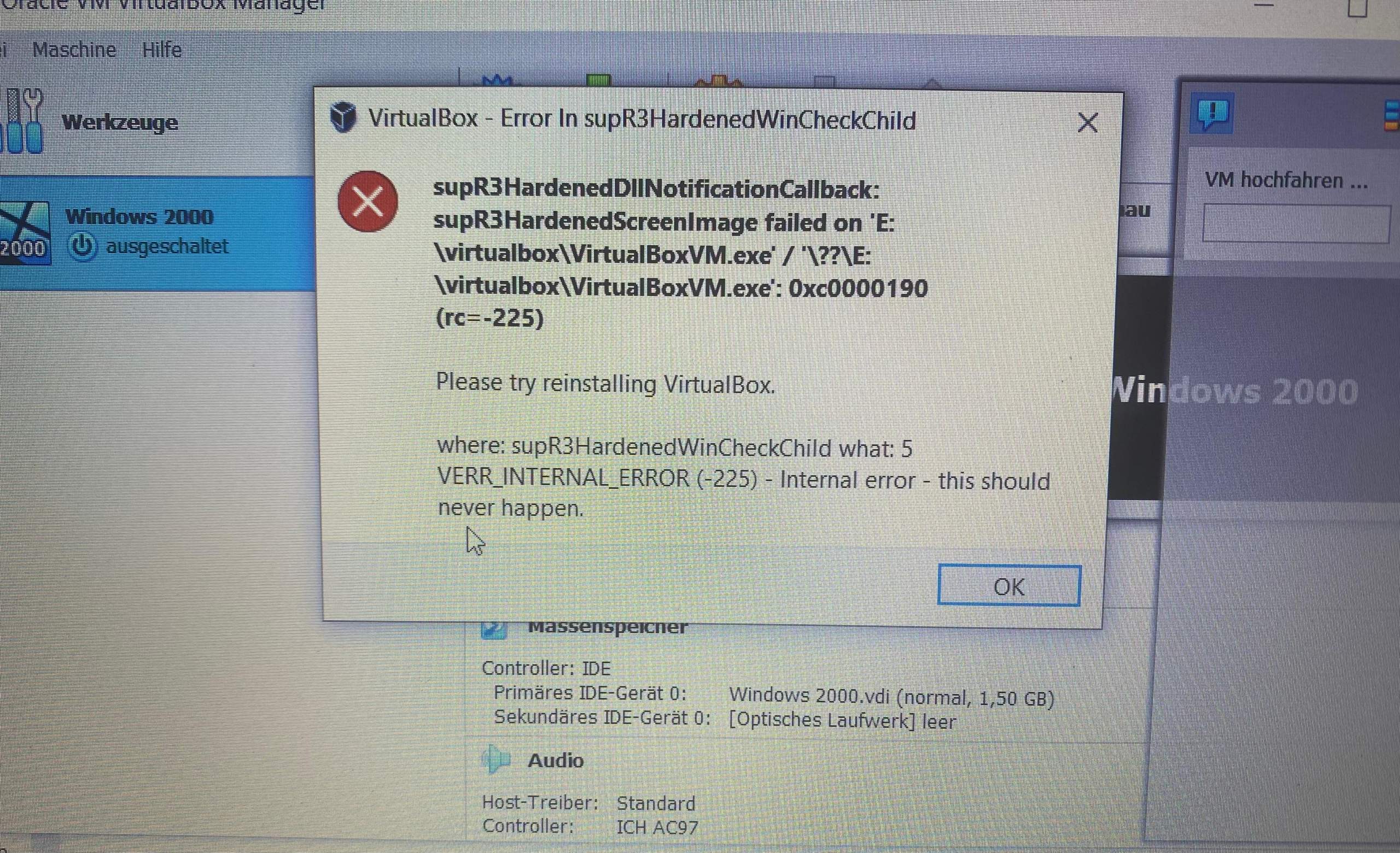 Virtualbox Error? (Windows, Virtuelle Maschine, VMware)