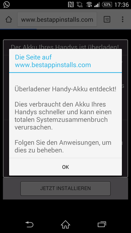 Überladener Handy-Akku - kann nicht sein, hab dazu eine seriöse App - (Werbung, Virus, Trojaner)