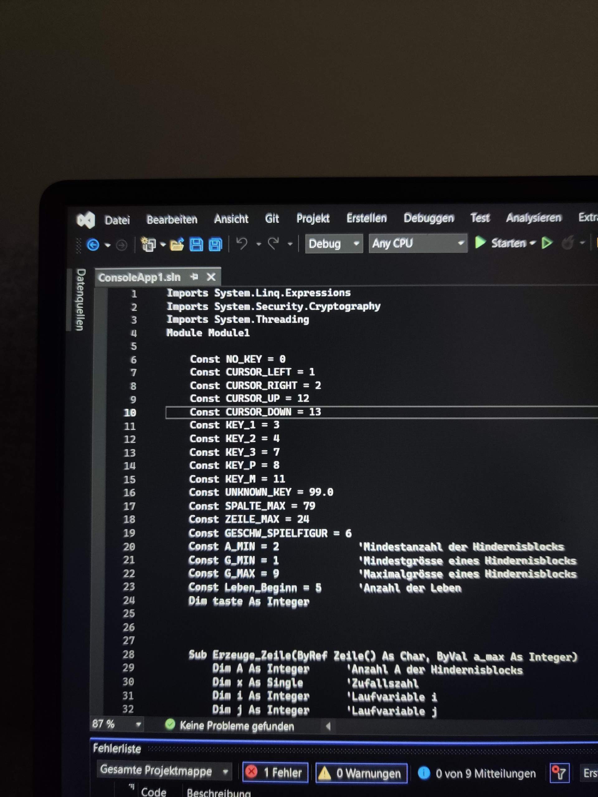 Visual Basic Code komplett weiß? (Visual Studio)