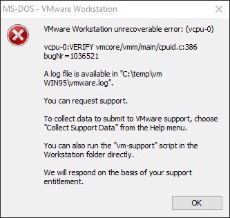VMware Error Bild - (VMware, Win95)