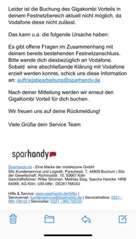 Vodafone GigaKombi Vorteil nicht möglich?