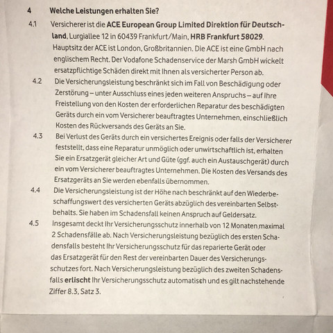 Vodafone Versicherung Displaybruch