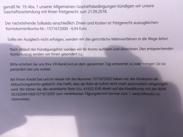 Volksbank Girokonto Kundigung Schufaeintrag Bank Schufa