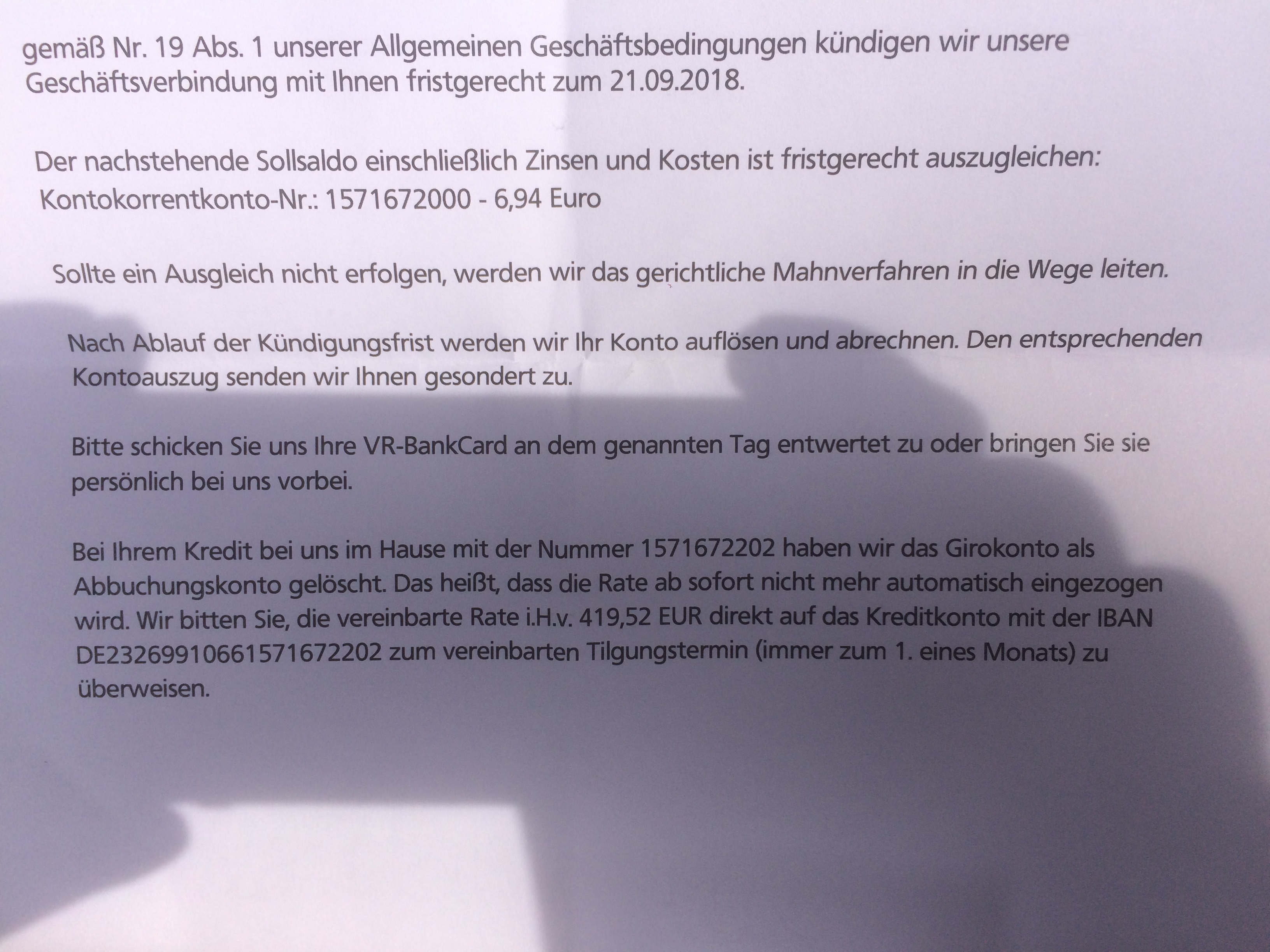 Volksbank Girokonto Kundigung Schufaeintrag Bank Schufa