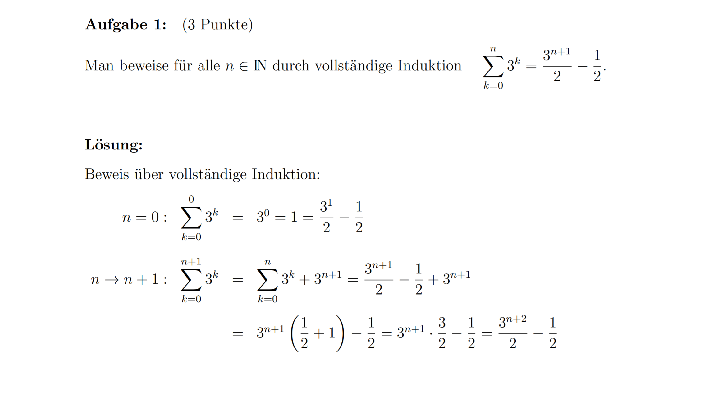 Vollständige Induktion mit zwei Brüchen? (Mathematik)