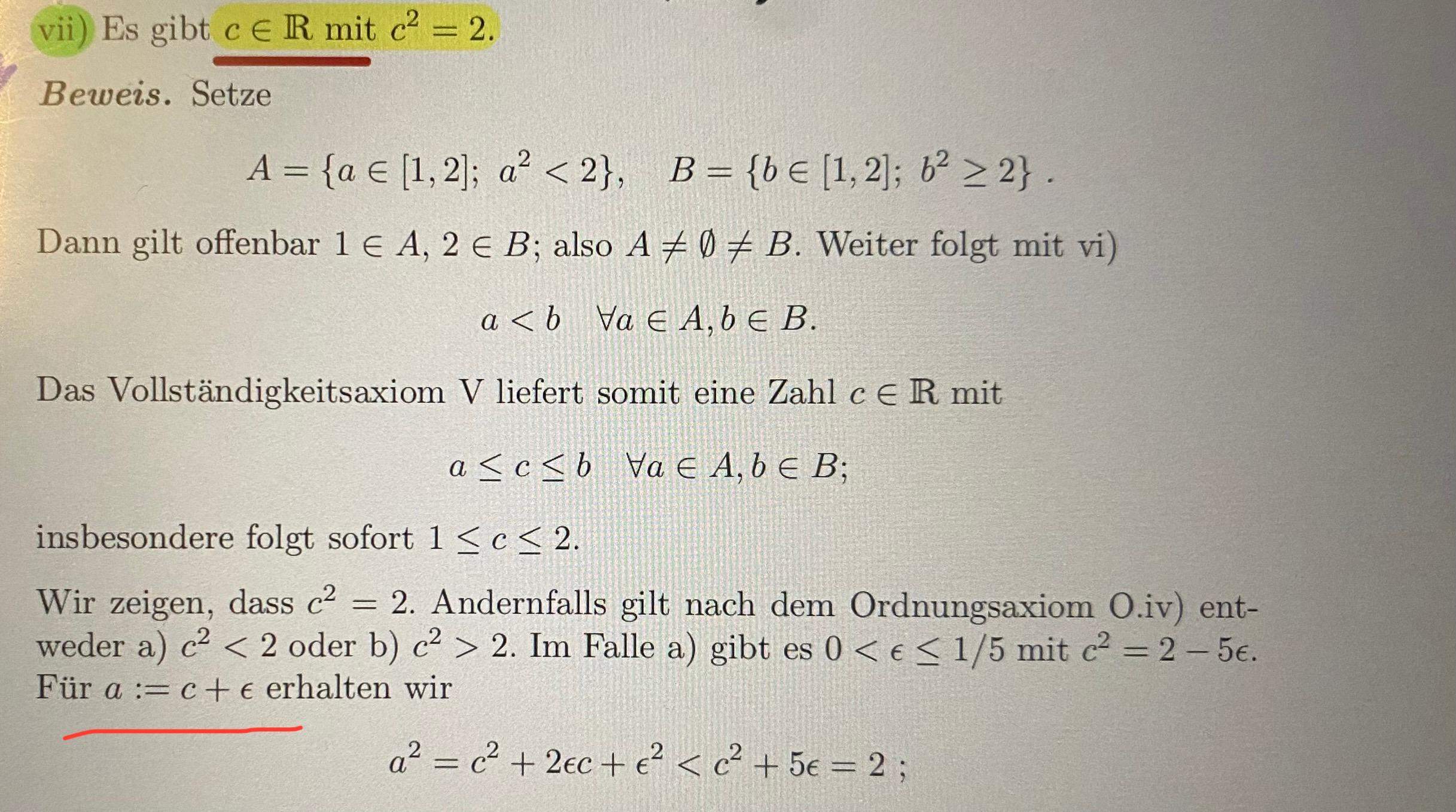 Vollständigkeitsaxiom in R (Beweis)? (Mathematik, Logik, Analysis)