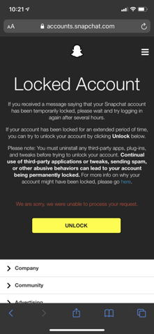 Von Snapchat gesperrt?