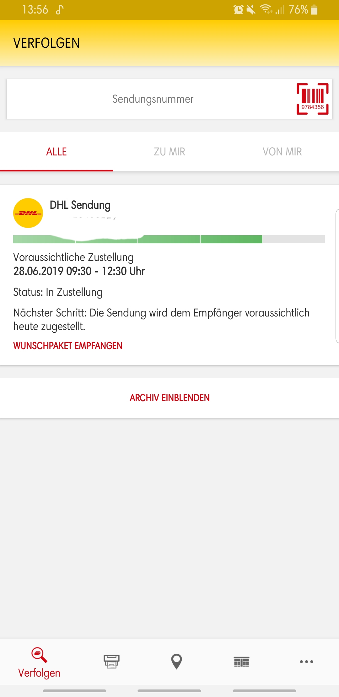 Voraussichtliche zustellung vorbei, kommt mein Paket heute ...