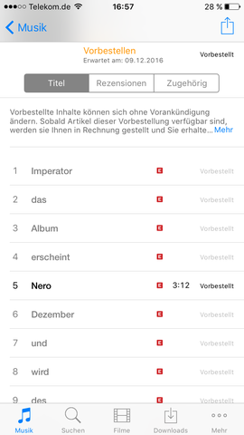 Das neue albumvon kollegah.. das lied nero ist online aber bekomm es nicht - (Apple, iTunes)
