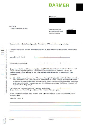 Vorfrankierten Brief Von Barmer Zurückschicken Versicherung Post