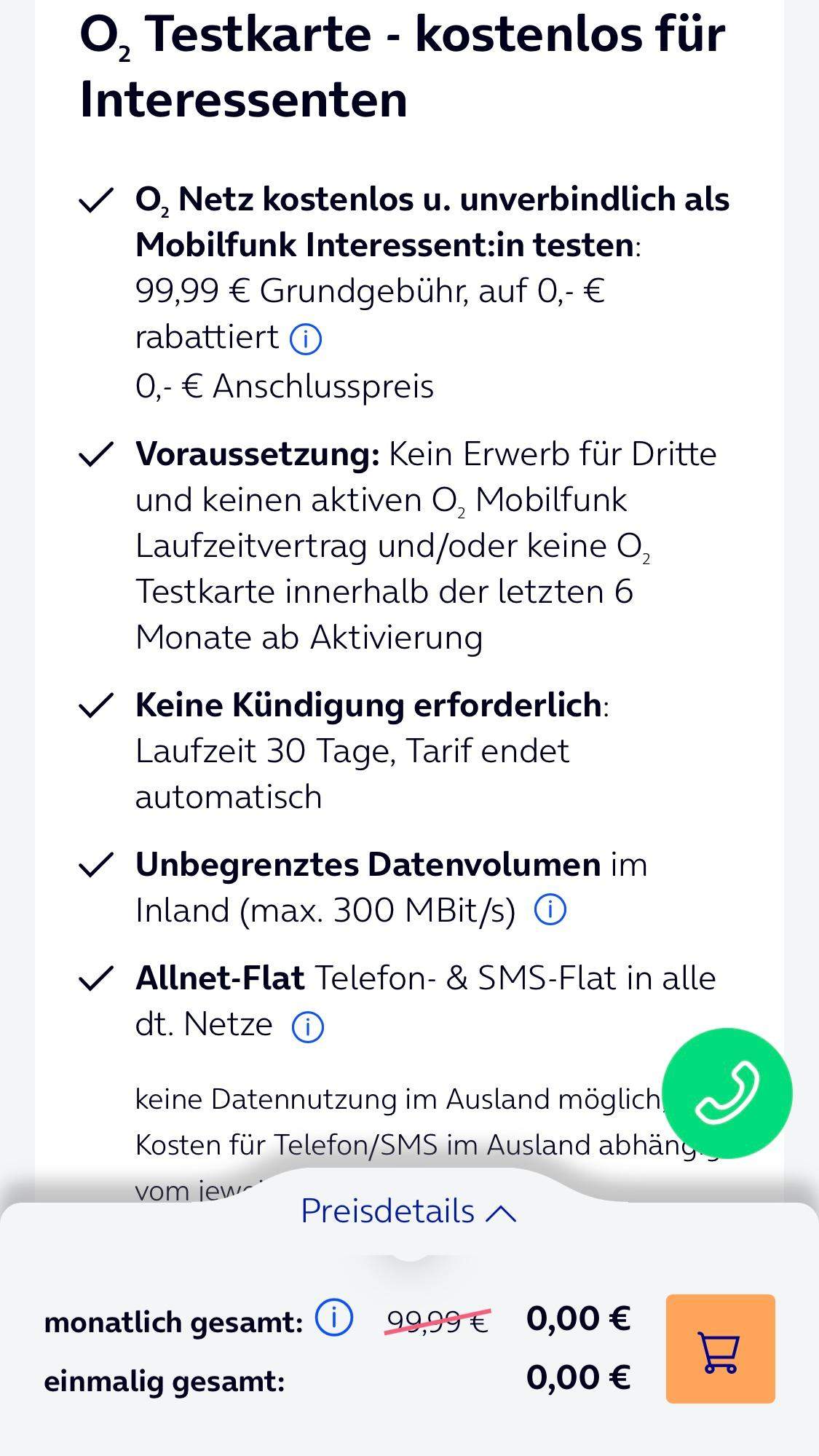 Vorraussetzungen für O2 Testkarte? (Internet, Vertrag, Telefon)