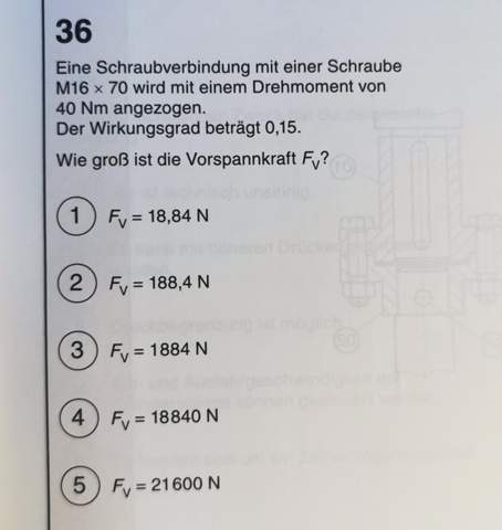 Vorspannkraft Schraube berechnen Abschlussprüfung? (Mechanik, Schrauben, Mechatroniker)