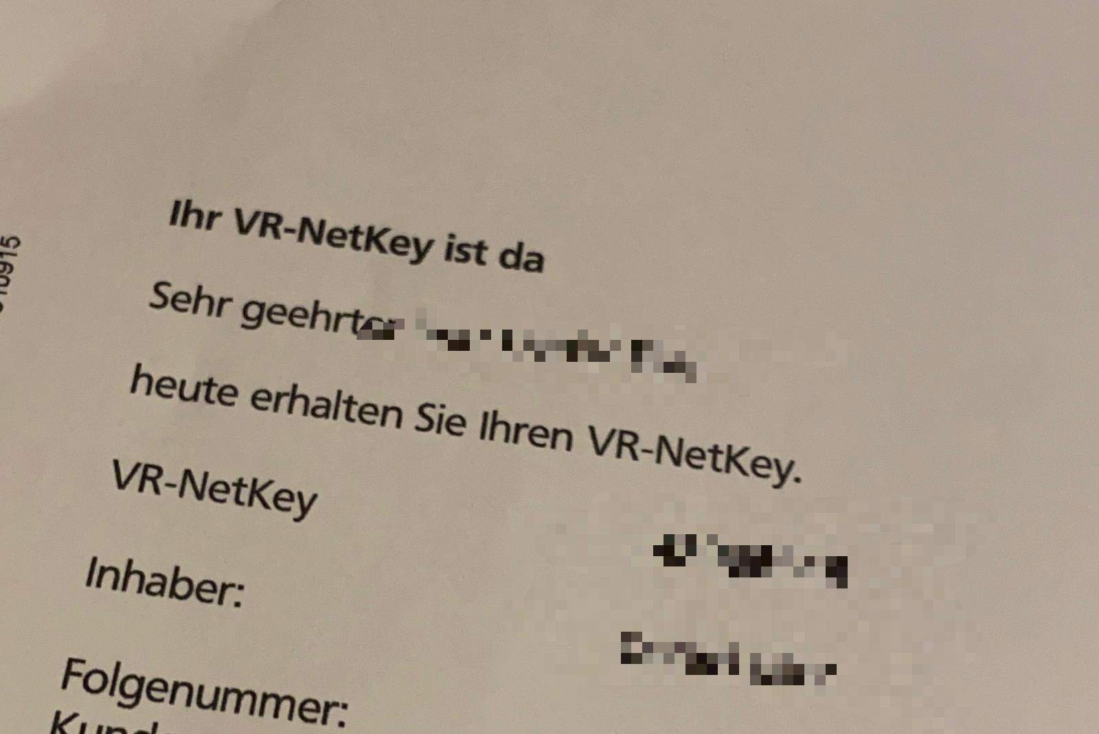 VR BANK VR NET KEY PIN? (Brief, Online-Banking, Raiffeisenbank)