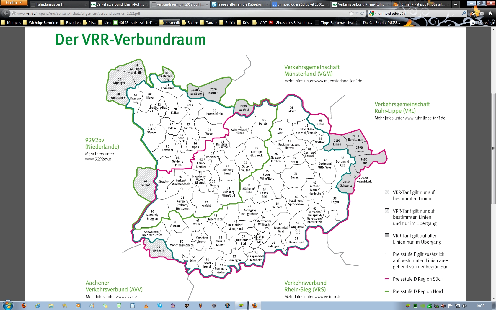 VRR Region Nord oder Süd (zusatzticket, Ticket2000) VRR Region Nord oder Süd (zusatzticket, Ticket2000)