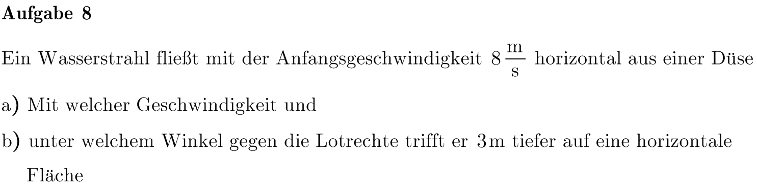 Waagerechter Wurf (Winkel ausrechnen)? (Schule, Mathe, Ausbildung und  Studium)