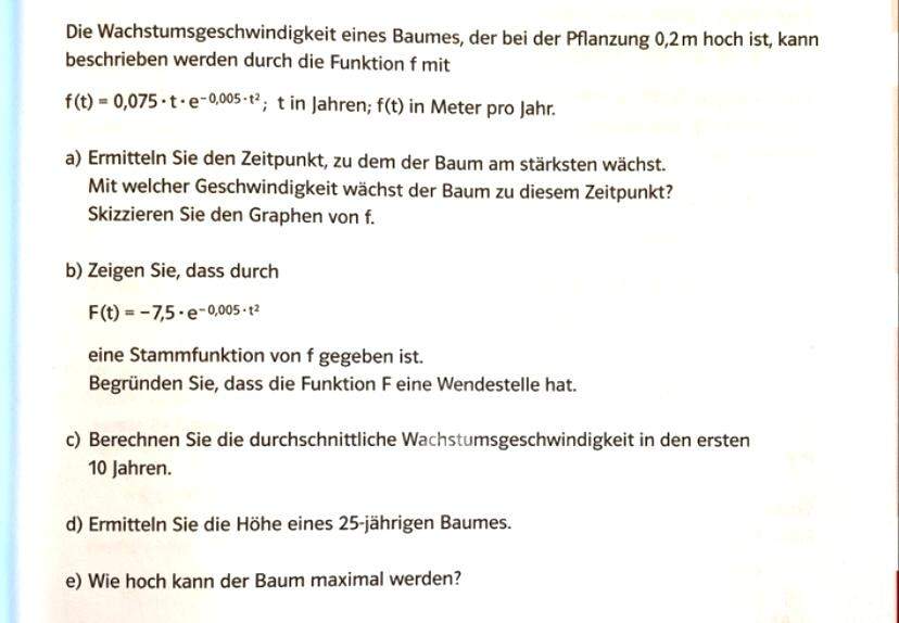 Wachstum und stammfunktion? (Mathematik, rechnen, Funktion)