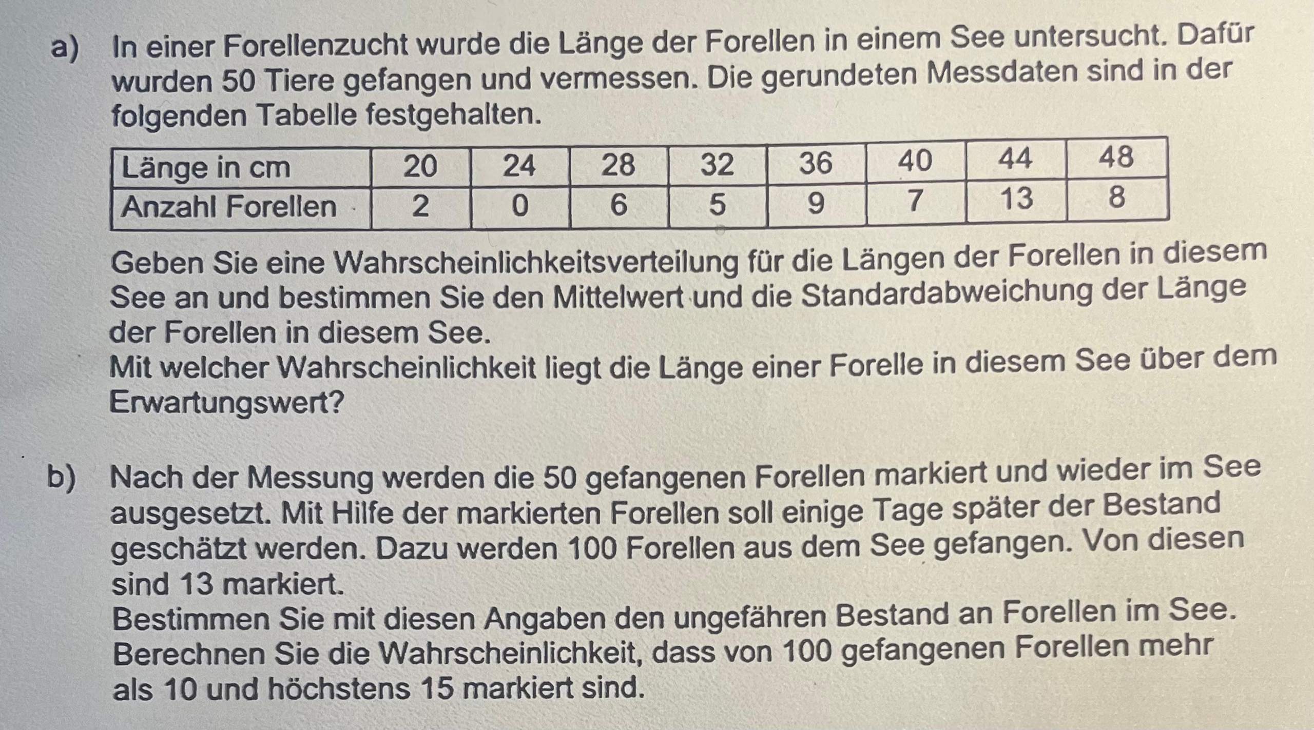 Wahrscheinlichkeitsaufgabe Anzahl der Forellen im See? (Formel ... Wahrscheinlichkeitsaufgabe Anzahl der Forellen im See? (Formel ...