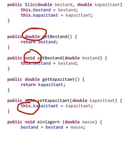 Wann benutzt man in der Programmierung double,this.=, int oder void?