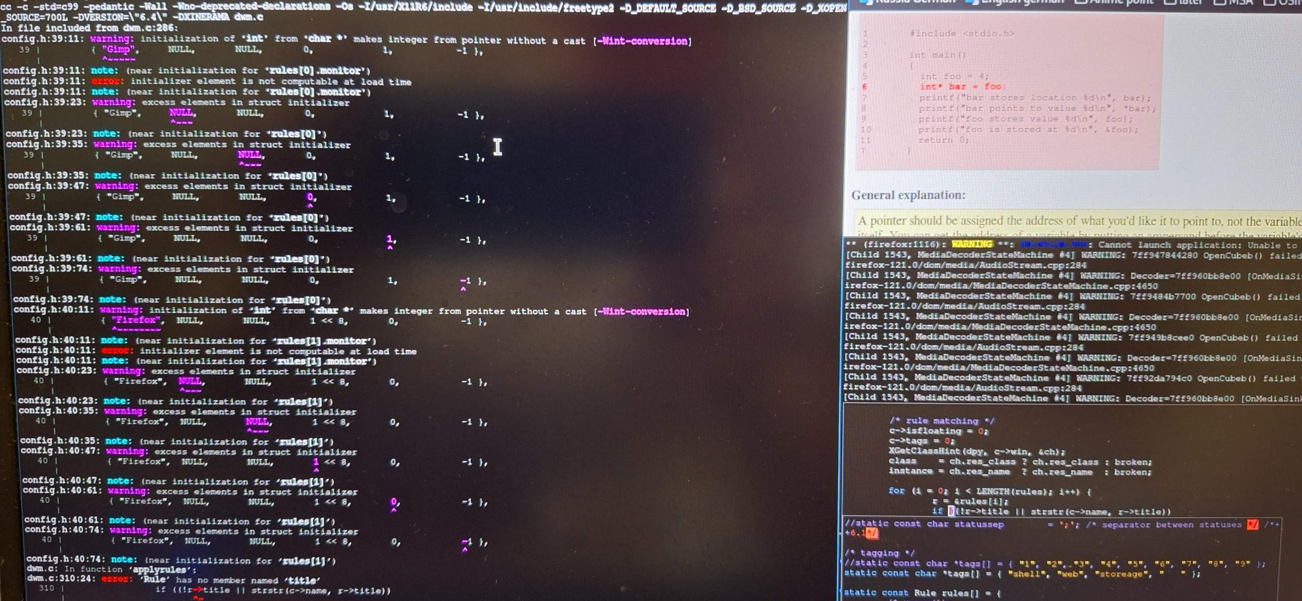 c warning assignment makes integer from pointer without a cast