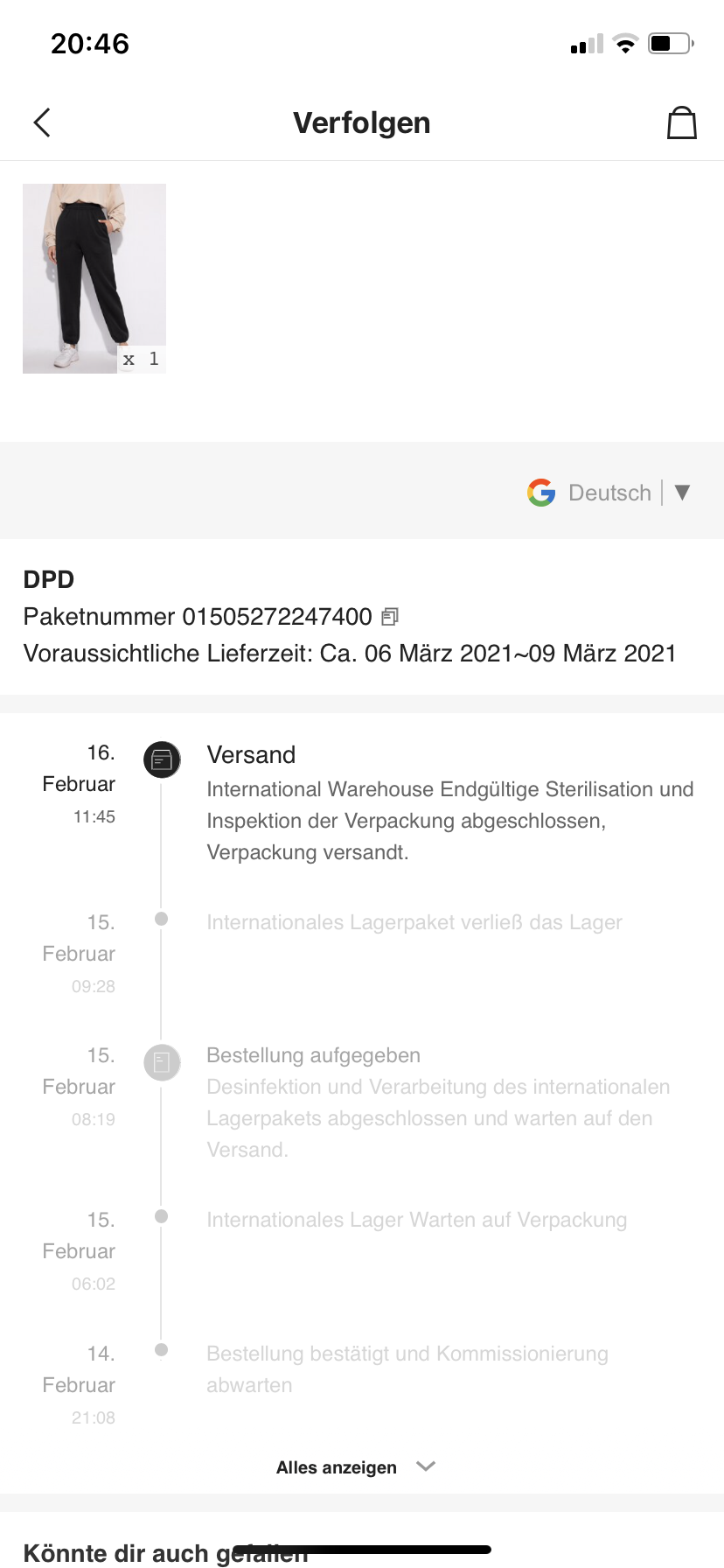 Warum aktualisiert sich meine Shein bestellung nicht mehr?