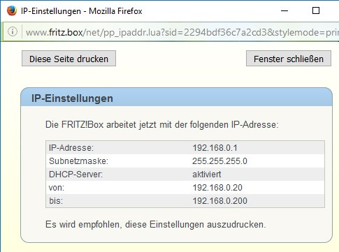 Einstellungen der Fritzbox - (Netzwerk, Switch, IP-Adresse)