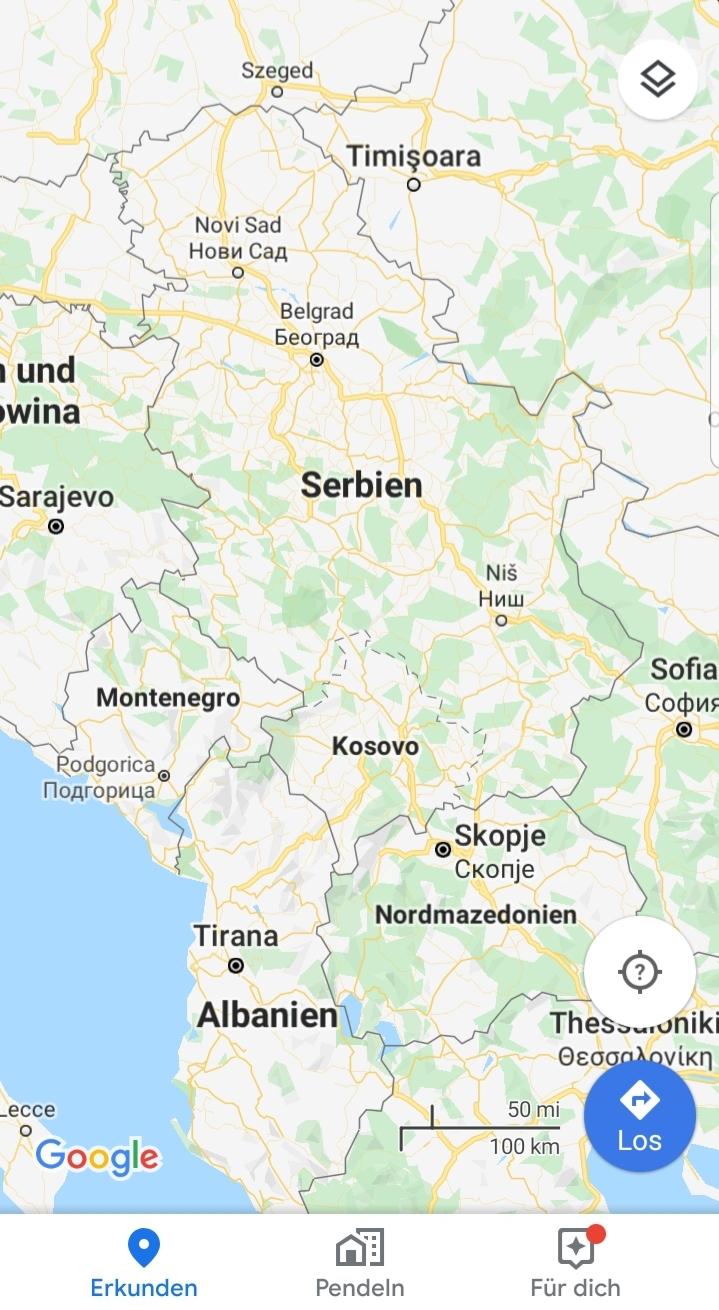 Warum ist die Grenze zwischen Kosovo und Serbien bei Google Maps