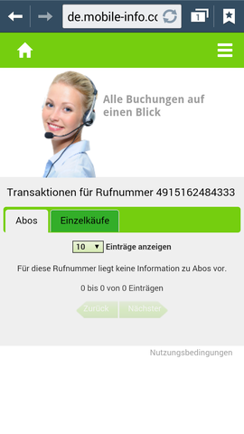 Fehlgeschlagener Versuch der Abo - Verwaltung. Nummer falsch eingegeben?? - (Abo, aufladen, Abzocker)