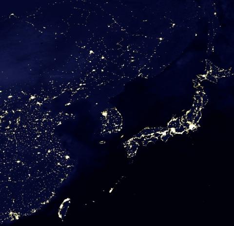 Nordkorea im Dunkeln - (Korea, Nordkorea, Energieeinsparung)