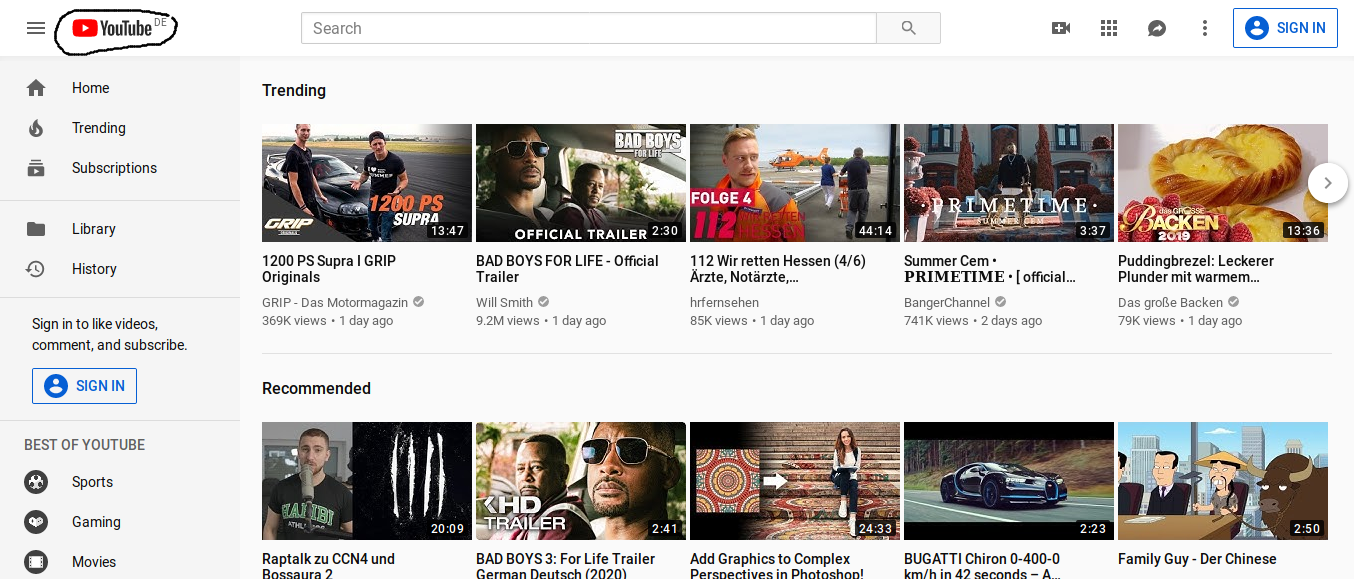 Warum ist YT auf Englisch trotz deutscher Spracheinstellungen