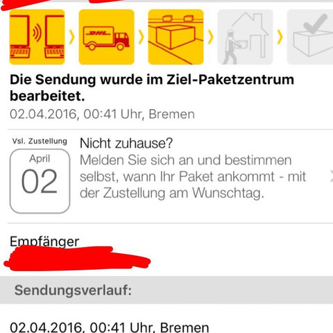 ......... - (Post, Paket, DHL)