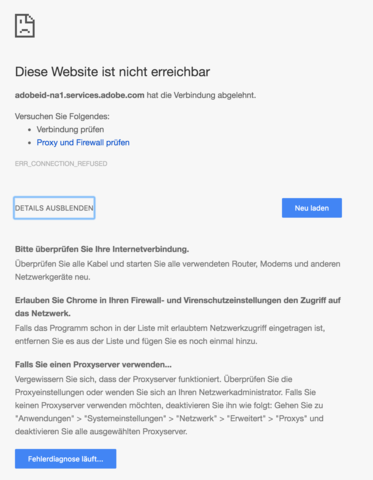 Screenshot vom Fehler - (Internet, Netzwerk, Adobe)