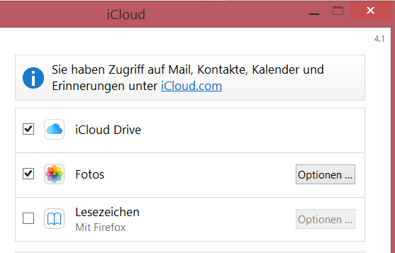 Warum kann ich Mails, Kontakte und Kalender durch die iCloud Anwendung