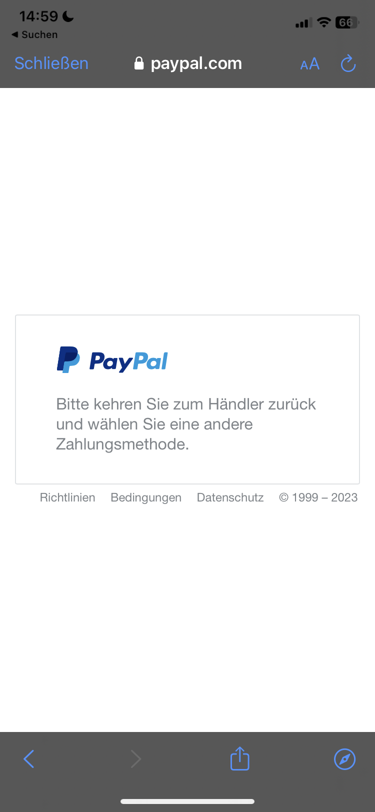 Warum kann ich nicht mehr mit PayPal bezahlen? (Meer, Allgemeinheit)