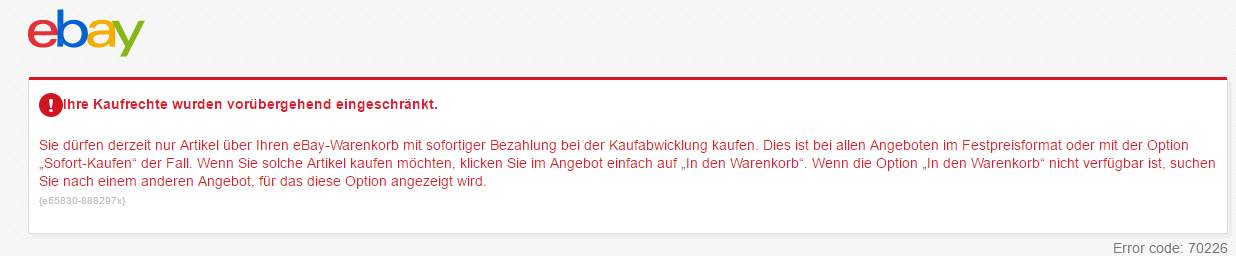 Warum kann ich nichts mehr auf ebay kaufen?