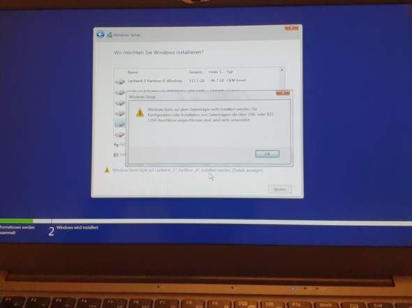 Warum kann ich Windows 10 nicht Instaliren?