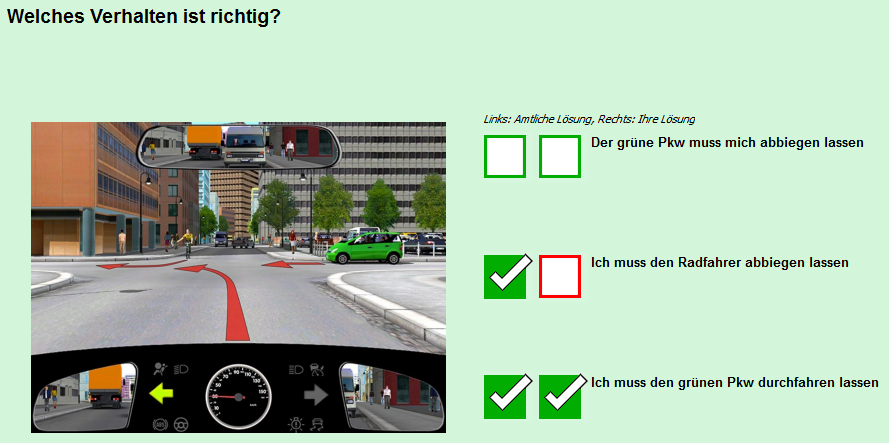 Warum muss ich den Radfahrer abbiegen lassen? (Führerschein, StVO)