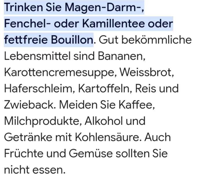Warum sagt google man darf bei magen darm problem keine fr chte und