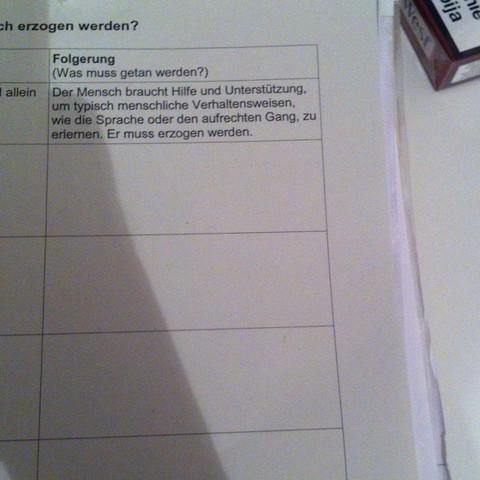 Arbeitsauftrag - (Schule, Erziehung, Anthropologische Erkenntnis)