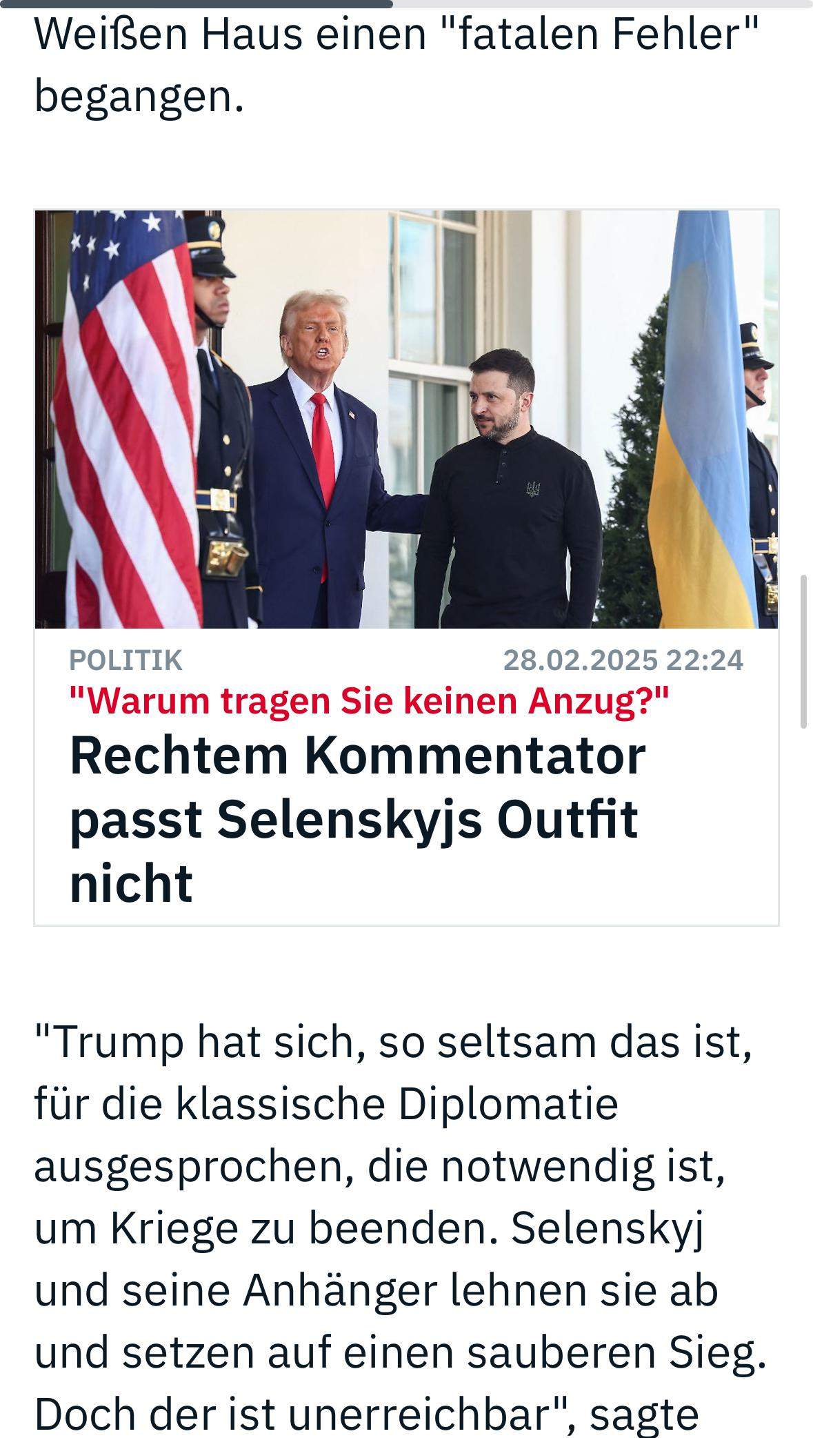 Warum trägt Salenski keinen Anzug beim Staatsbesuch? Hat Selenski gezielt