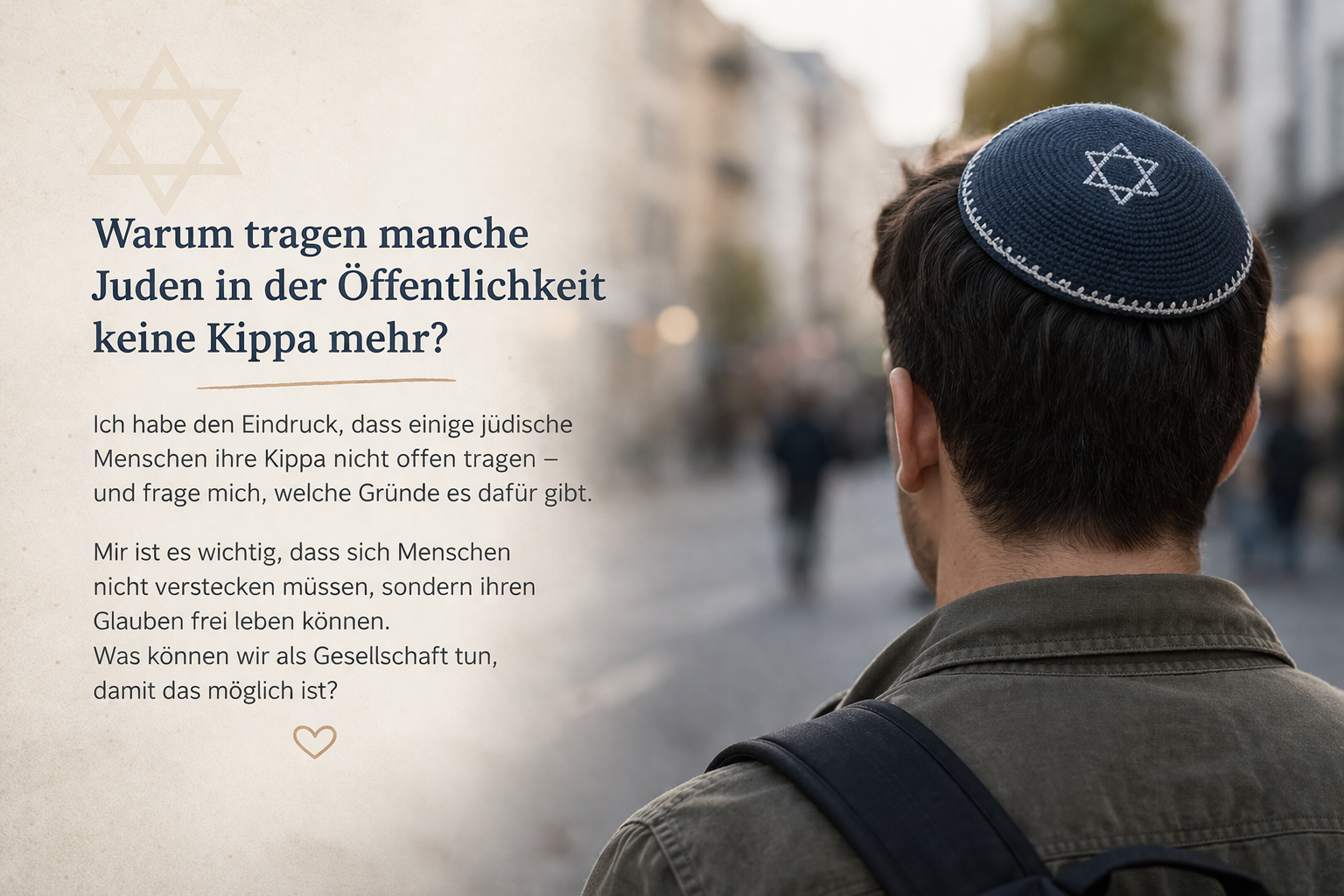 Warum tragen Juden in der Öffentlichkeit keine Kippa? (Religion ...