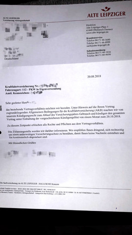 Warum Von Kfz Versicherung Alte Leipziger Gekundigt Recht Ausbildung Und Studium Auto Und Motorrad