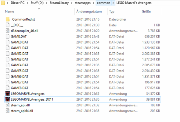 Screenshot des installationsordners - (Einstellungen, aendern, zurueckgesetzt)