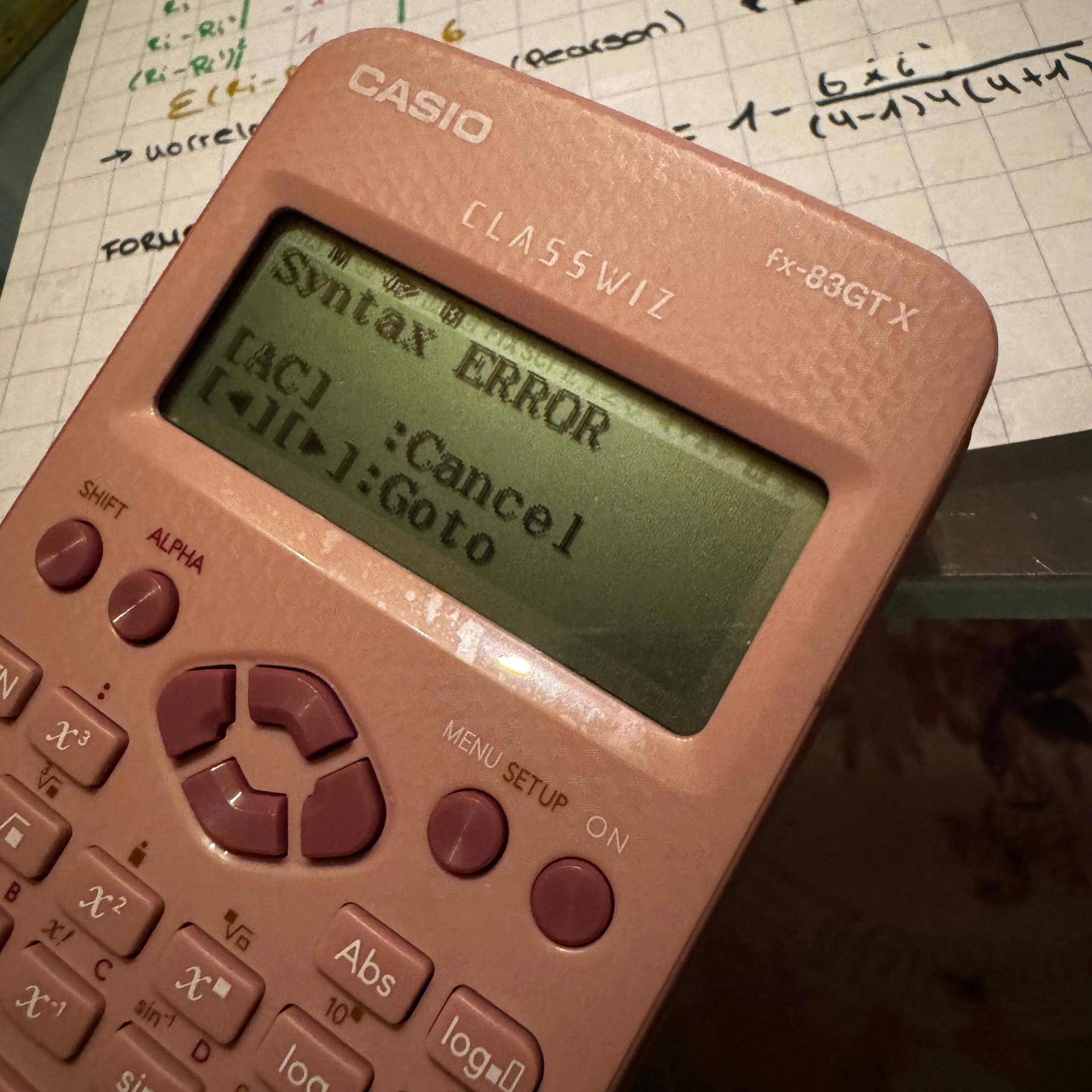 Warum zeigt mein Casio Rechner hier den Syntax Error an? (Statistik ...