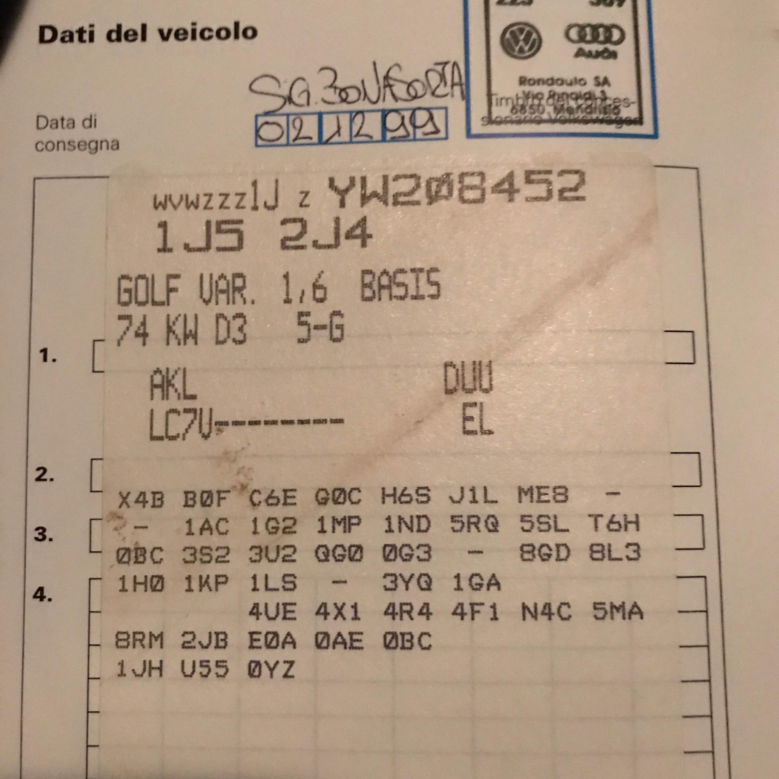 Motorcode Golf Variant Was bedeuten die Codes (Ausstattungen) bei meinem VW Golf 1,6 Variant ...